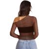 imageWIHOLL Womens Mesh Sheer Tops Sexy Crew Neck Summer Loose FIt Party Clubwear ShirtsDcaramel
