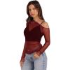 imageWIHOLL Womens Mesh Sheer Tops Sexy Crew Neck Summer Loose FIt Party Clubwear ShirtsDred