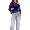 imageWIHOLL Womens Mesh Sheer Tops Sexy Crew Neck Summer Loose FIt Party Clubwear ShirtsNavy Blue