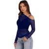 imageWIHOLL Womens Mesh Sheer Tops Sexy Crew Neck Summer Loose FIt Party Clubwear ShirtsNavy Blue
