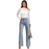 imageWIHOLL Womens Mesh Sheer Tops Sexy Crew Neck Summer Loose FIt Party Clubwear ShirtsWhite
