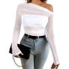 imageWIHOLL Womens Mesh Sheer Tops Sexy Crew Neck Summer Loose FIt Party Clubwear ShirtsWhite