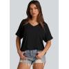 imageWIHOLL Womens Oversized Tshirts Summer Tops 2025 Short Sleeve V Neck Shirts Outfits Plus Size Clothes1black