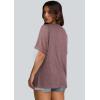 imageWIHOLL Womens Oversized Tshirts Summer Tops 2025 Short Sleeve V Neck Shirts Outfits Plus Size Clothes1brown Coffee