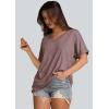 imageWIHOLL Womens Oversized Tshirts Summer Tops 2025 Short Sleeve V Neck Shirts Outfits Plus Size Clothes1brown Coffee