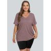 imageWIHOLL Womens Oversized Tshirts Summer Tops 2025 Short Sleeve V Neck Shirts Outfits Plus Size Clothes1brown Coffee