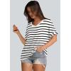 imageWIHOLL Womens Oversized Tshirts Summer Tops 2025 Short Sleeve V Neck Shirts Outfits Plus Size Clothes2black Stripe