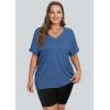 imageWIHOLL Womens Oversized Tshirts Summer Tops 2025 Short Sleeve V Neck Shirts Outfits Plus Size ClothesBlue