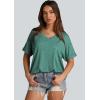 imageWIHOLL Womens Oversized Tshirts Summer Tops 2025 Short Sleeve V Neck Shirts Outfits Plus Size ClothesBlue Green