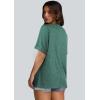 imageWIHOLL Womens Oversized Tshirts Summer Tops 2025 Short Sleeve V Neck Shirts Outfits Plus Size ClothesBlue Green