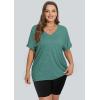 imageWIHOLL Womens Oversized Tshirts Summer Tops 2025 Short Sleeve V Neck Shirts Outfits Plus Size ClothesBlue Green