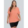 imageWIHOLL Womens Oversized Tshirts Summer Tops 2025 Short Sleeve V Neck Shirts Outfits Plus Size ClothesCoral