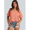 imageWIHOLL Womens Oversized Tshirts Summer Tops 2025 Short Sleeve V Neck Shirts Outfits Plus Size ClothesCoral