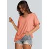 imageWIHOLL Womens Oversized Tshirts Summer Tops 2025 Short Sleeve V Neck Shirts Outfits Plus Size ClothesCoral