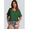 imageWIHOLL Womens Oversized Tshirts Summer Tops 2025 Short Sleeve V Neck Shirts Outfits Plus Size ClothesGreen