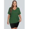 imageWIHOLL Womens Oversized Tshirts Summer Tops 2025 Short Sleeve V Neck Shirts Outfits Plus Size ClothesGreen