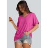 imageWIHOLL Womens Oversized Tshirts Summer Tops 2025 Short Sleeve V Neck Shirts Outfits Plus Size ClothesHot Pink