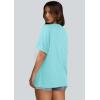 imageWIHOLL Womens Oversized Tshirts Summer Tops 2025 Short Sleeve V Neck Shirts Outfits Plus Size ClothesLake Green
