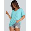 imageWIHOLL Womens Oversized Tshirts Summer Tops 2025 Short Sleeve V Neck Shirts Outfits Plus Size ClothesLake Green