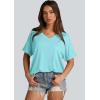 imageWIHOLL Womens Oversized Tshirts Summer Tops 2025 Short Sleeve V Neck Shirts Outfits Plus Size ClothesLake Green