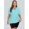 imageWIHOLL Womens Oversized Tshirts Summer Tops 2025 Short Sleeve V Neck Shirts Outfits Plus Size ClothesLake Green