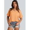 imageWIHOLL Womens Oversized Tshirts Summer Tops 2025 Short Sleeve V Neck Shirts Outfits Plus Size ClothesOrange