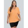 imageWIHOLL Womens Oversized Tshirts Summer Tops 2025 Short Sleeve V Neck Shirts Outfits Plus Size ClothesOrange