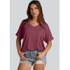 imageWIHOLL Womens Oversized Tshirts Summer Tops 2025 Short Sleeve V Neck Shirts Outfits Plus Size ClothesPurple