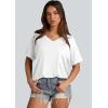 imageWIHOLL Womens Oversized Tshirts Summer Tops 2025 Short Sleeve V Neck Shirts Outfits Plus Size ClothesWhite