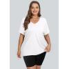 imageWIHOLL Womens Oversized Tshirts Summer Tops 2025 Short Sleeve V Neck Shirts Outfits Plus Size ClothesWhite