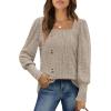 imageWIHOLL Womens Tops Dressy Casual Fall Sweaters Square Neck Fashion Clothes 20230khaki