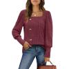 imageWIHOLL Womens Tops Dressy Casual Fall Sweaters Square Neck Fashion Clothes 20230red