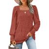 imageWIHOLL Long Sleeve Shirts for Women Trendy Casual Square Neck Tops Lightweight Sweaters01caramel