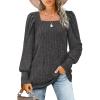imageWIHOLL Long Sleeve Shirts for Women Trendy Casual Square Neck Tops Lightweight Sweaters05dark Grey