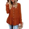 imageWIHOLL Long Sleeve Tops Shirts for Women Babydoll V Neck Buttons Ruffle Tunic Tops Blouses