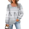 imageWIHOLL Tunic Tops for Women Loose Fit Long Sleeve Shirts Square Neck Tops23grey Deer