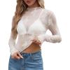 imageWIHOLL Womens Mesh Sheer Tops Sexy Crew Neck Summer Loose FIt Party Clubwear ShirtsA1white Lace
