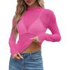 imageWIHOLL Womens Mesh Sheer Tops Sexy Crew Neck Summer Loose FIt Party Clubwear ShirtsB3 Pink
