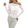 imageWIHOLL Womens Mesh Sheer Tops Sexy Crew Neck Summer Loose FIt Party Clubwear ShirtsD1white