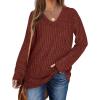 imageWIHOLL Womens Summer Tops Casual V Neck Puff Sleeve Soft Twist ShirtsCaramel Orange1