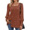 imageWIHOLL Womens Tops Dressy Casual Fall Sweaters Square Neck Fashion Clothes 20230caramel Orange