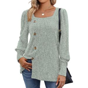 imageWIHOLL Womens Tops Dressy Casual Fall Sweaters Square Neck Fashion Clothes 20230bean Green