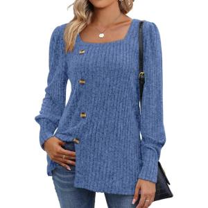 imageWIHOLL Womens Tops Dressy Casual Fall Sweaters Square Neck Fashion Clothes 20230blue