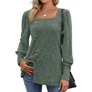 imageWIHOLL Womens Tops Dressy Casual Fall Sweaters Square Neck Fashion Clothes 20230green