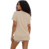 imageWIHOLL Summer Tops for Women Scoop Neck Basic Tees Short Sleeve Casual TShirts Loose FitApricot