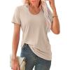 imageWIHOLL Summer Tops for Women Scoop Neck Basic Tees Short Sleeve Casual TShirts Loose FitApricot
