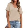 imageWIHOLL Summer Tops for Women Scoop Neck Basic Tees Short Sleeve Casual TShirts Loose FitApricot
