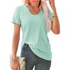 imageWIHOLL Summer Tops for Women Scoop Neck Basic Tees Short Sleeve Casual TShirts Loose FitAqua