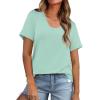 imageWIHOLL Summer Tops for Women Scoop Neck Basic Tees Short Sleeve Casual TShirts Loose FitAqua