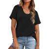 imageWIHOLL Summer Tops for Women Scoop Neck Basic Tees Short Sleeve Casual TShirts Loose FitBlack
